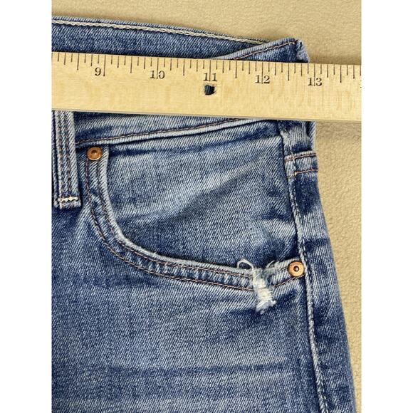 Mother Jeans Womens 24 Blue The Pixie Tomcat Crop‎ Distressed Mid Rise Denim - Picture 7 of 15